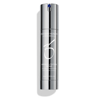 A silver pump tube labeled "ZO Skin Health by Zein Obagi MD, Wrinkle + Texture Repair 0.5% Retinol," with a silver pump and cap, containing 50 ml or 1.7 fl. oz. of product