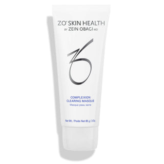 A white tube labeled "ZO Skin Health by Zein Obagi MD, Complexion Clearing Masque," with a white cap, containing 85 g or 3 Oz. of product