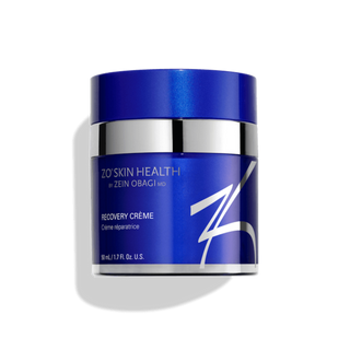 A blue container labeled "ZO Skin Health by Zein Obagi MD, Recovery Creme," with a blue cap, containing 50 ml or 1.7 fl. oz. of product